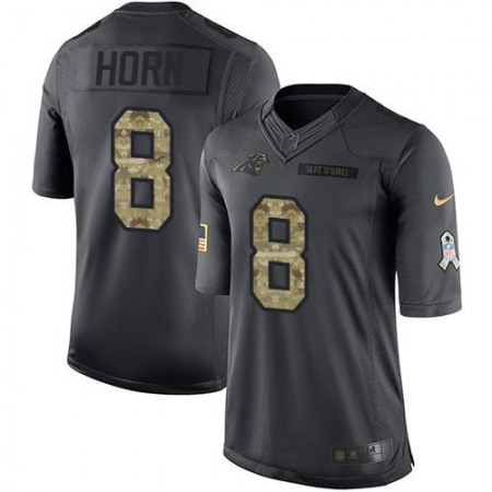 Nike Panthers #8 Jaycee Horn Black Youth Stitched NFL Limited 2016 Salute to Service Jersey