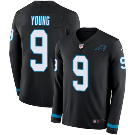 Nike Panthers #9 Bryce Young Black Team Color Youth Stitched NFL Limited Therma Long Sleeve Jersey