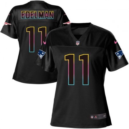 Nike Patriots #11 Julian Edelman Black Women's NFL Fashion Game Jersey