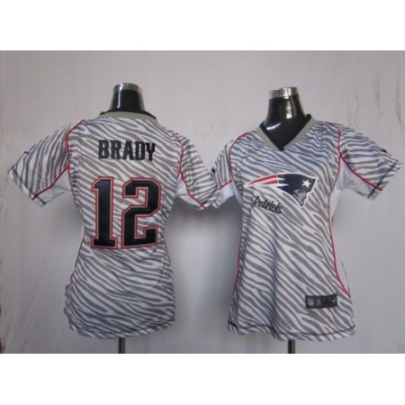 Nike Patriots #12 Tom Brady Zebra Women's Stitched NFL Elite Jersey