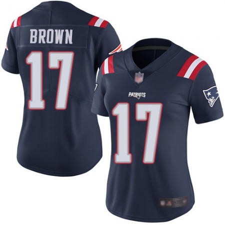 Nike Patriots #17 Antonio Brown Navy Blue Women's Stitched NFL Limited Rush Jersey