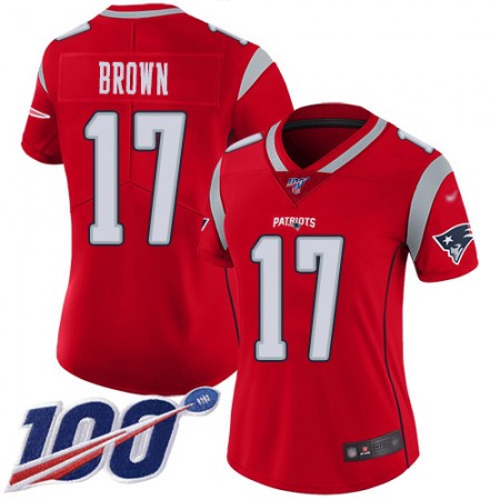 Nike Patriots #17 Antonio Brown Red Women's Stitched NFL Limited Inverted Legend 100th Season Jersey