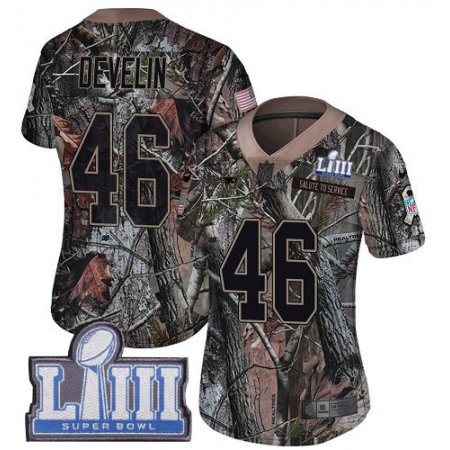 Nike Patriots #46 James Develin Camo Super Bowl LIII Bound Women's Stitched NFL Limited Rush Realtree Jersey