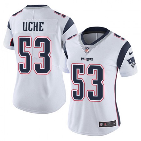 Nike Patriots #53 Josh Uche White Women's Stitched NFL Vapor Untouchable Limited Jersey