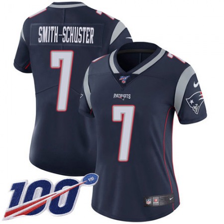 Nike Patriots #7 JuJu Smith-Schuster Navy Blue Team Color Women's Stitched NFL 100th Season Vapor Limited Jersey