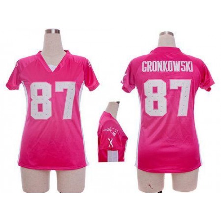 Nike Patriots #87 Rob Gronkowski Pink Draft Him Name & Number Top Women's Stitched NFL Elite Jersey