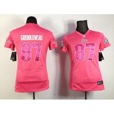 Nike Patriots #87 Rob Gronkowski Pink Sweetheart Women's Stitched NFL Elite Jersey