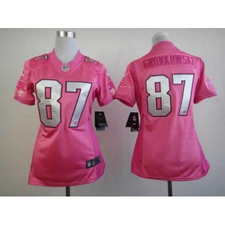 Nike Patriots #87 Rob Gronkowski Pink Women's Be Luv'd Stitched NFL Elite Jersey