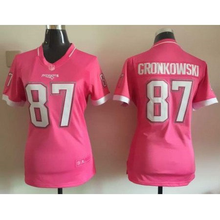 Nike Patriots #87 Rob Gronkowski Pink Women's Stitched NFL Elite Bubble Gum Jersey
