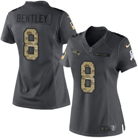 Nike Patriots #8 Ja'Whaun Bentley Black Women's Stitched NFL Limited 2016 Salute To Service Jersey