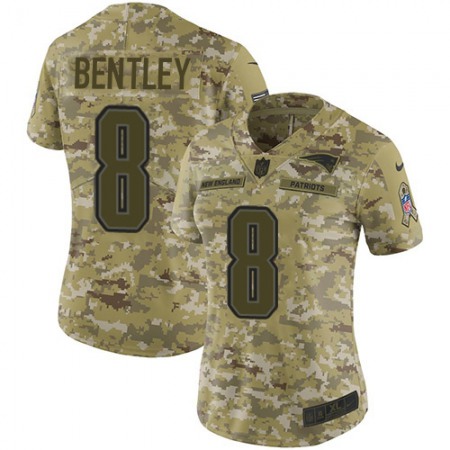 Nike Patriots #8 Ja'Whaun Bentley Camo Women's Stitched NFL Limited 2018 Salute To Service Jersey