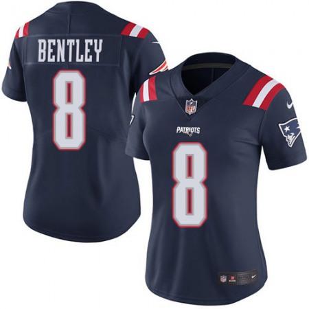 Nike Patriots #8 Ja'Whaun Bentley Navy Blue Women's Stitched NFL Limited Rush Jersey