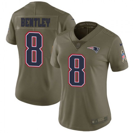 Nike Patriots #8 Ja'Whaun Bentley Olive Women's Stitched NFL Limited 2017 Salute To Service Jersey