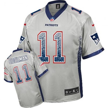 Nike Patriots #11 Julian Edelman Grey Youth Stitched NFL Elite Drift Fashion Jersey