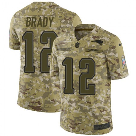 Nike Patriots #12 Tom Brady Camo Youth Stitched NFL Limited 2018 Salute to Service Jersey