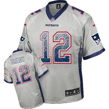 Nike Patriots #12 Tom Brady Grey Youth Stitched NFL Elite Drift Fashion Jersey
