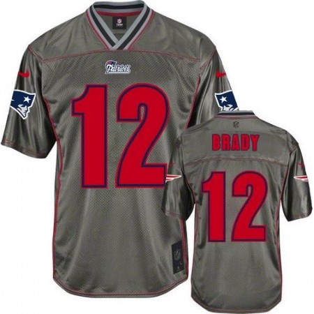 Nike Patriots #12 Tom Brady Grey Youth Stitched NFL Elite Vapor Jersey