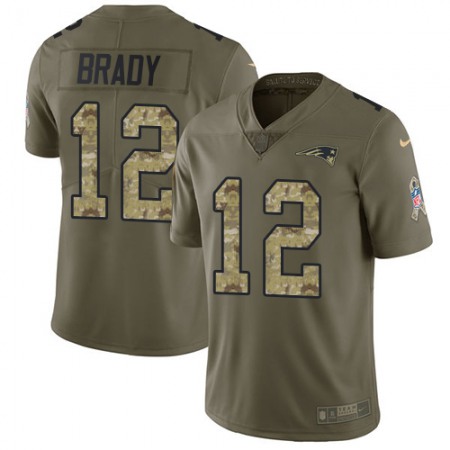 Nike Patriots #12 Tom Brady Olive/Camo Youth Stitched NFL Limited 2017 Salute to Service Jersey