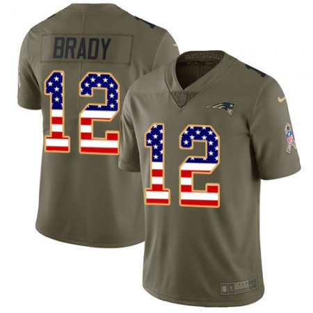 Nike Patriots #12 Tom Brady Olive/USA Flag Youth Stitched NFL Limited 2017 Salute to Service Jersey
