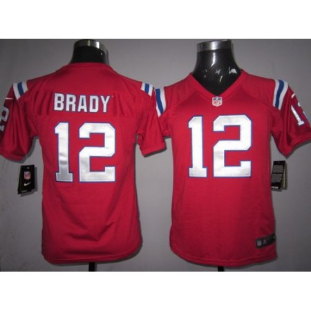 Nike Patriots #12 Tom Brady Red Alternate Youth Stitched NFL Elite Jersey