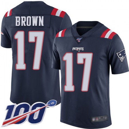 Nike Patriots #17 Antonio Brown Navy Blue Youth Stitched NFL Limited Rush 100th Season Jersey