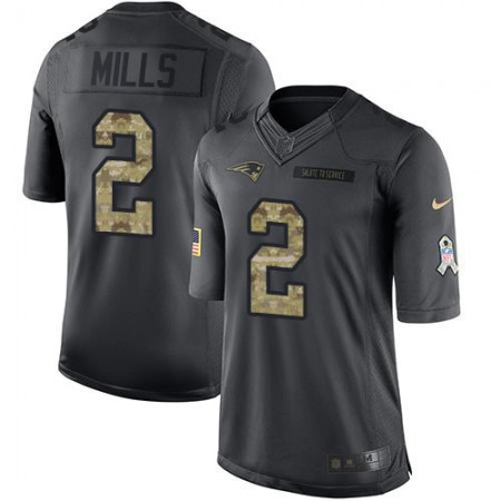 Nike Patriots #2 Jalen Mills Black Youth Stitched NFL Limited 2016 Salute To Service Jersey