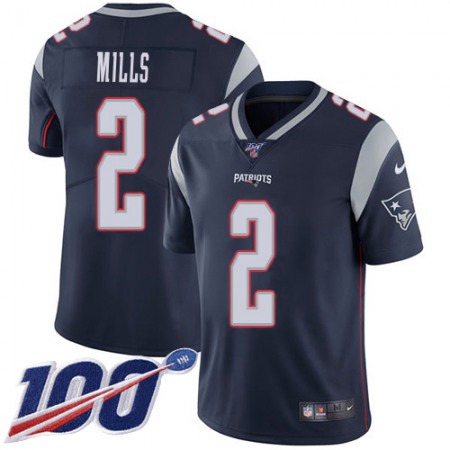 Nike Patriots #2 Jalen Mills Navy Blue Team Color Youth Stitched NFL 100th Season Vapor Limited Jersey