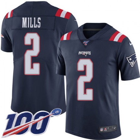 Nike Patriots #2 Jalen Mills Navy Blue Youth Stitched NFL Limited Rush 100th Season Jersey