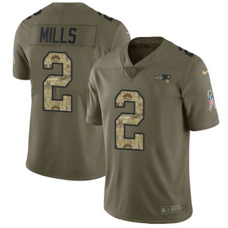 Nike Patriots #2 Jalen Mills Olive/Camo Youth Stitched NFL Limited 2017 Salute To Service Jersey
