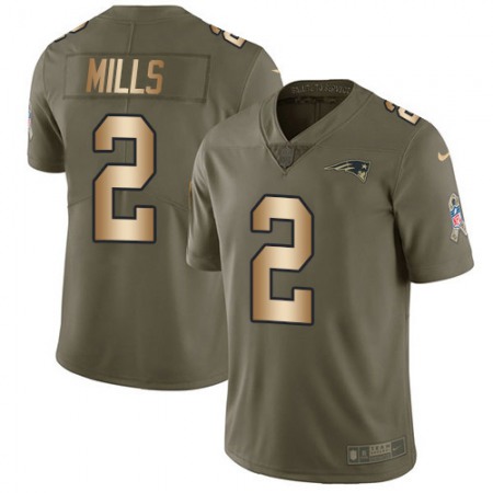 Nike Patriots #2 Jalen Mills Olive/Gold Youth Stitched NFL Limited 2017 Salute To Service Jersey