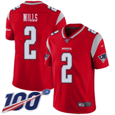 Nike Patriots #2 Jalen Mills Red Youth Stitched NFL Limited Inverted Legend 100th Season Jersey