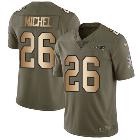 Nike Patriots #26 Sony Michel Olive/Gold Youth Stitched NFL Limited 2017 Salute to Service Jersey