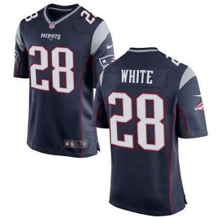 Nike Patriots #28 James White Navy Blue Team Color Youth Stitched NFL New Elite Jersey