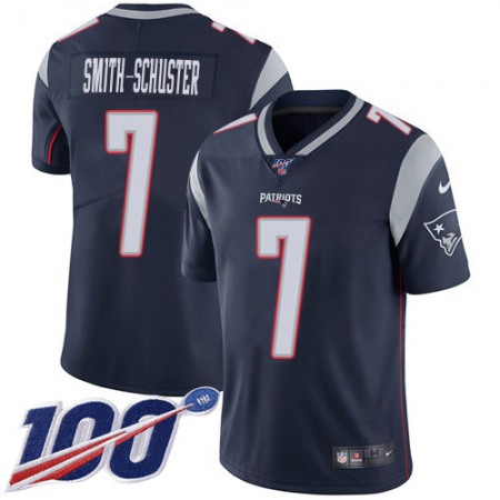 Nike Patriots #7 JuJu Smith-Schuster Navy Blue Team Color Youth Stitched NFL 100th Season Vapor Limited Jersey