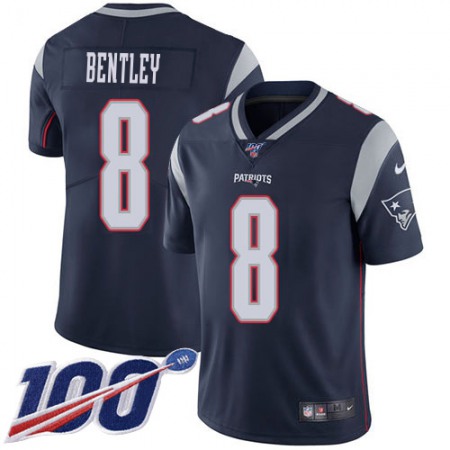 Nike Patriots #8 Ja'Whaun Bentley Navy Blue Team Color Youth Stitched NFL 100th Season Vapor Limited Jersey