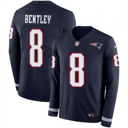 Nike Patriots #8 Ja'Whaun Bentley Navy Blue Team Color Youth Stitched NFL Limited Therma Long Sleeve Jersey