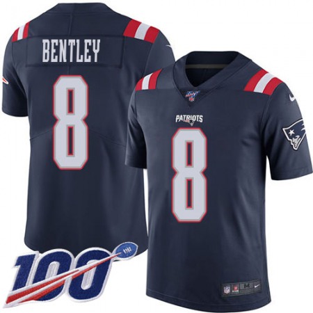 Nike Patriots #8 Ja'Whaun Bentley Navy Blue Youth Stitched NFL Limited Rush 100th Season Jersey
