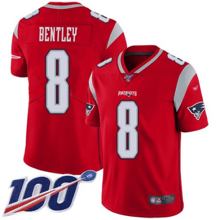 Nike Patriots #8 Ja'Whaun Bentley Red Youth Stitched NFL Limited Inverted Legend 100th Season Jersey