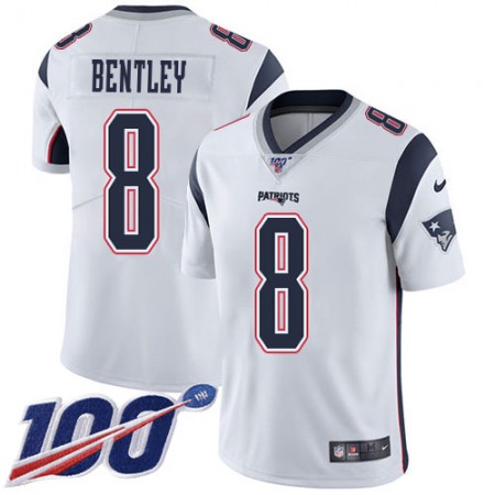 Nike Patriots #8 Ja'Whaun Bentley White Youth Stitched NFL 100th Season Vapor Limited Jersey