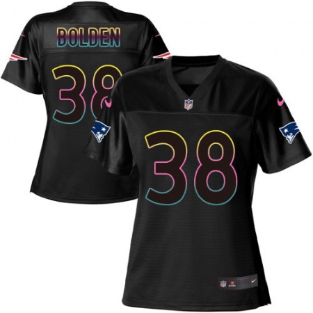 Nike Patriots #38 Brandon Bolden Black Women's NFL Fashion Game Jersey