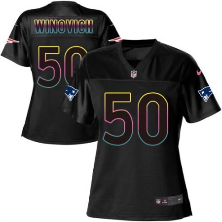 Nike Patriots #50 Chase Winovich Black Women's NFL Fashion Game Jersey