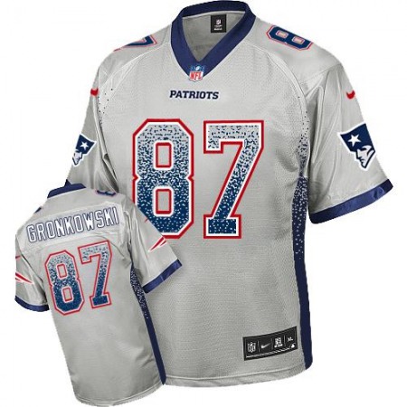Nike Patriots #87 Rob Gronkowski Grey Youth Stitched NFL Elite Drift Fashion Jersey