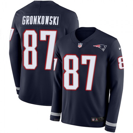 Nike Patriots #87 Rob Gronkowski Navy Blue Team Color Youth Stitched NFL Limited Therma Long Sleeve Jersey