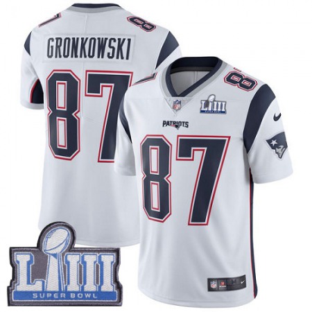 Nike Patriots #87 Rob Gronkowski White Super Bowl LIII Bound Youth Stitched NFL Vapor Untouchable Limited Jersey