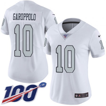 Nike Raiders #10 Jimmy Garoppolo White Women's Stitched NFL Limited Rush 100th Season Jersey