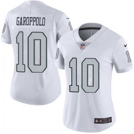 Nike Raiders #10 Jimmy Garoppolo White Women's Stitched NFL Limited Rush Jersey