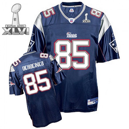 Patriots #85 Chad Ochocinco Super Bowl XLVI Embroidered Youth NFL Jersey