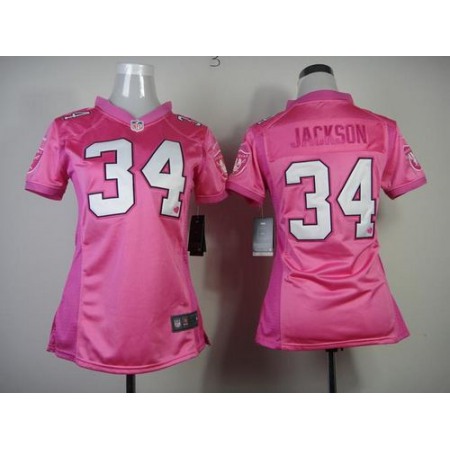 Nike Raiders #34 Bo Jackson Pink New Women's Be Luv'd Stitched NFL Elite Jersey