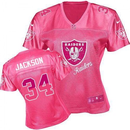 Nike Raiders #34 Bo Jackson Pink Women's Fem Fan NFL Game Jersey
