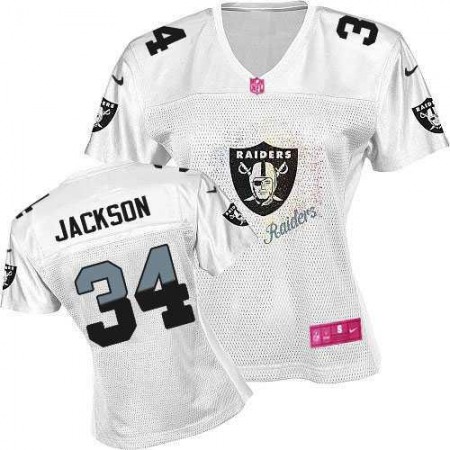 Nike Raiders #34 Bo Jackson White Women's Fem Fan NFL Game Jersey